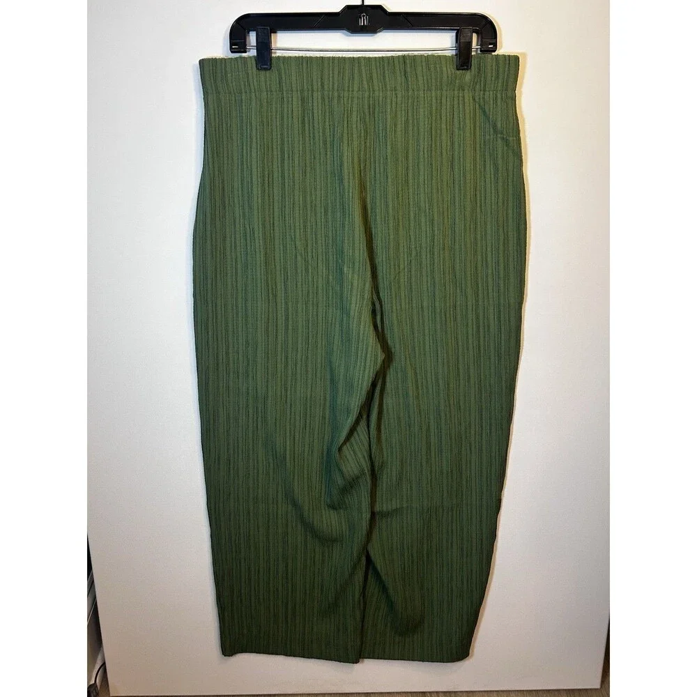 Jones New York Signature Green Textured Knit 2pc Set V-Neck Sleeveless L Texture